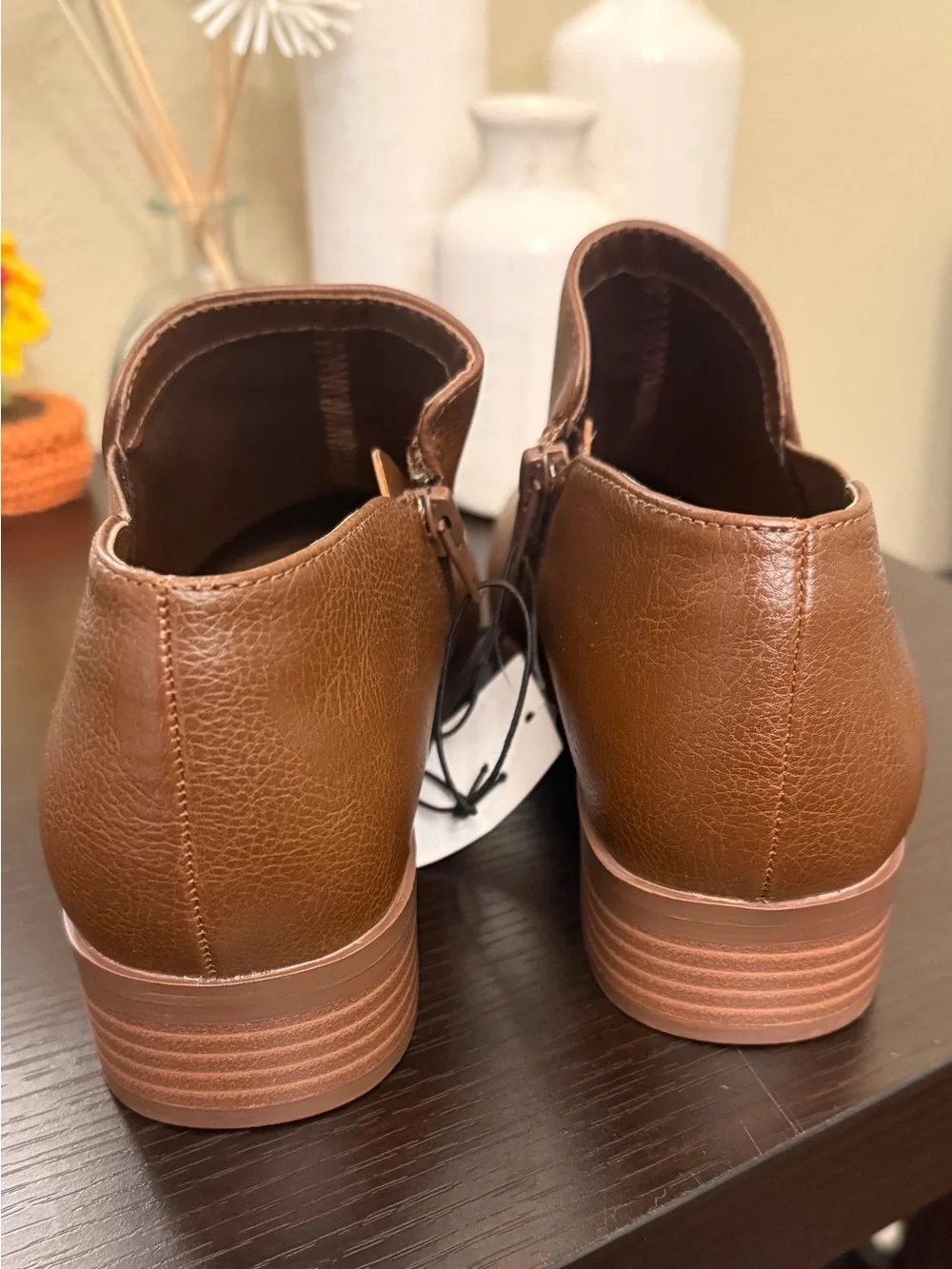 Kensie Sammy Tan Brown Low Heel Ankle Booties Womens 8.5 NWT